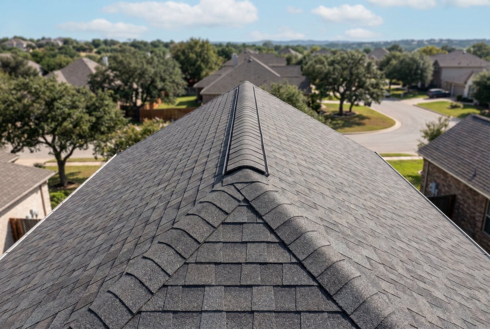 Roof ridge line close-up